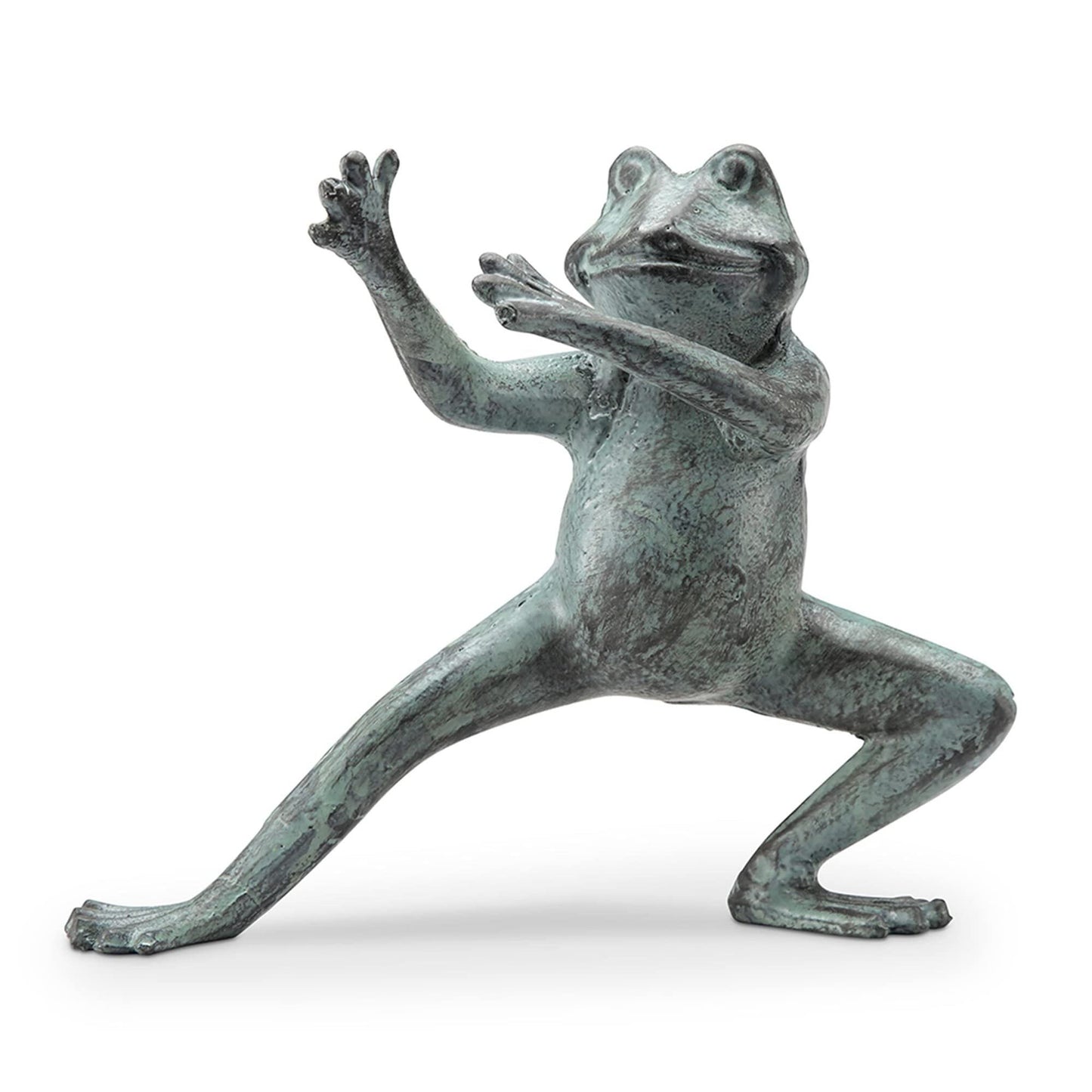 SPI Home 64054 Weathered Green Flexing Tai Chi Frog 7 x 9 Cast Iron Decorative Table Top Décor Figurine