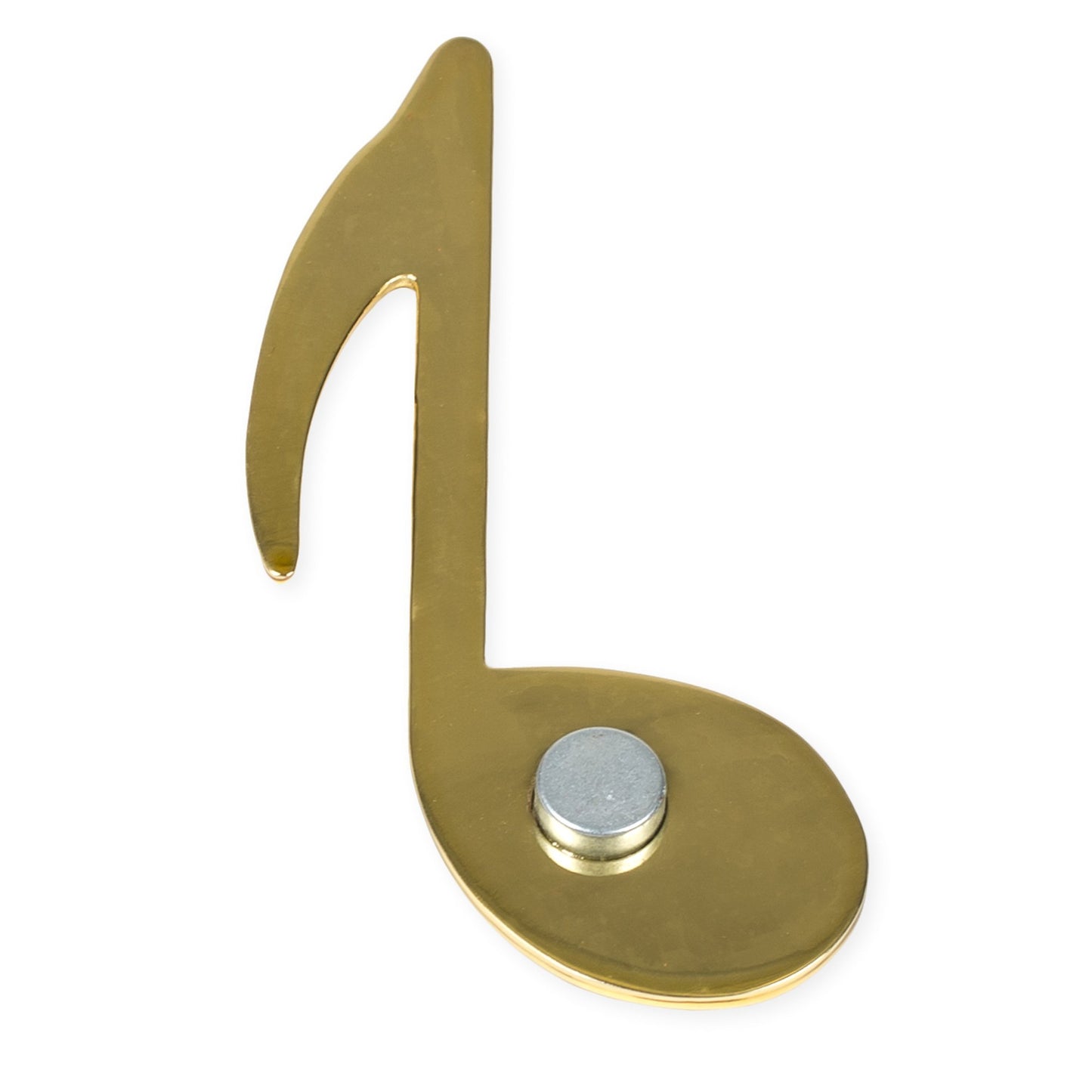 Eighth Music Note Metallic Gold Tone 2 x 3.5 Resin Stone Refrigerator Magnet