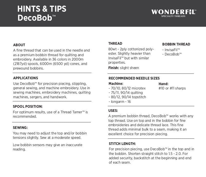 WonderFil Specialty Threads DecoBob Med Grey, 2-ply Cottonized Polyester, 80wt