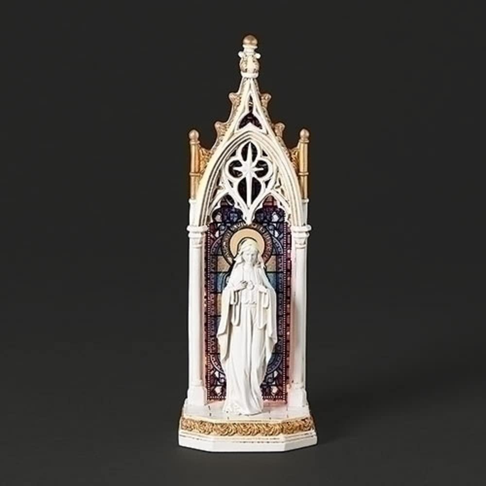 Roman Joseph's Studio Led Immaculate Heart of Mary Window Figurine, 11.75-inch Height, Home Decor