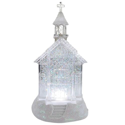 Christmas by Roman Inc., Confetti Lites Collection, 10.25" H LED Swirl Confetti Light Dome Church, Lantern, Snow Globe, Holiday Home Décor, Santa, Cardinal, Nutcracker, Snowman, Reindeer (10x6x7)