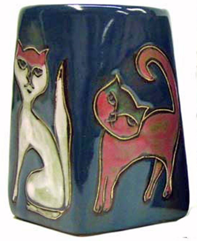 Mara Stoneware Mug - Cats - Blue 12 oz.
