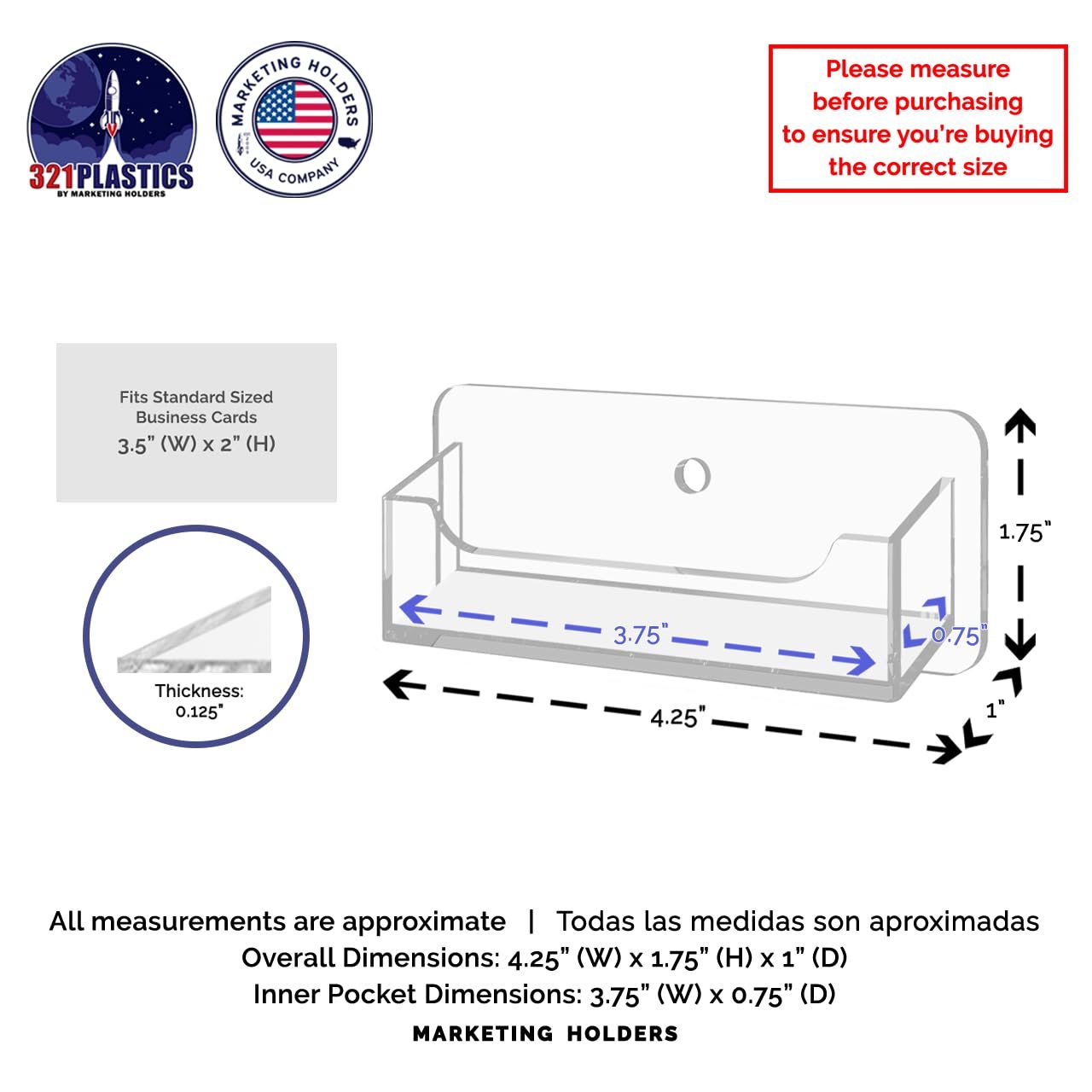 2" x 3.5" Business Card Holder Hanging Hardware Included Gift Cards Organizer Space Saver Single or Multi Pockets Rack Acrylic by Marketing Holders