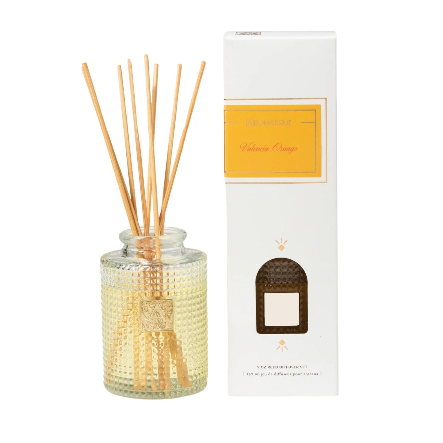 Aromatique Valencia Orange Reed Diffuser Gift Set Textured Glass Bottle