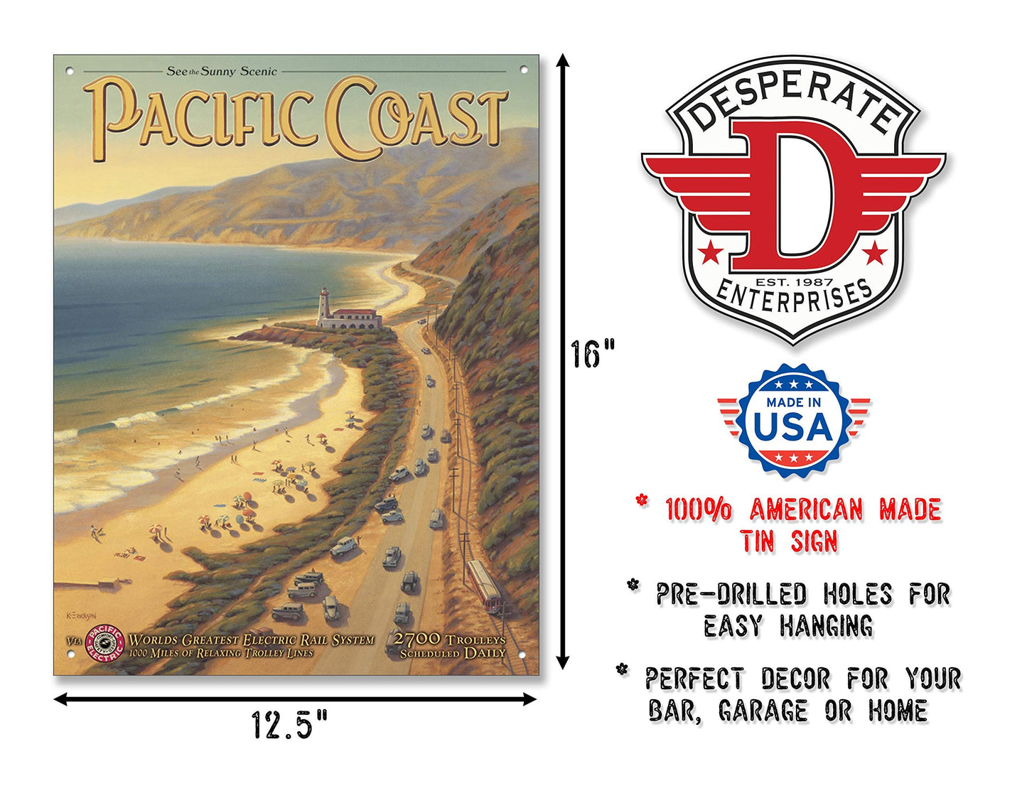 Tin Sign Nostalgia Erickson - Pacific Coast 31 x 40 cm