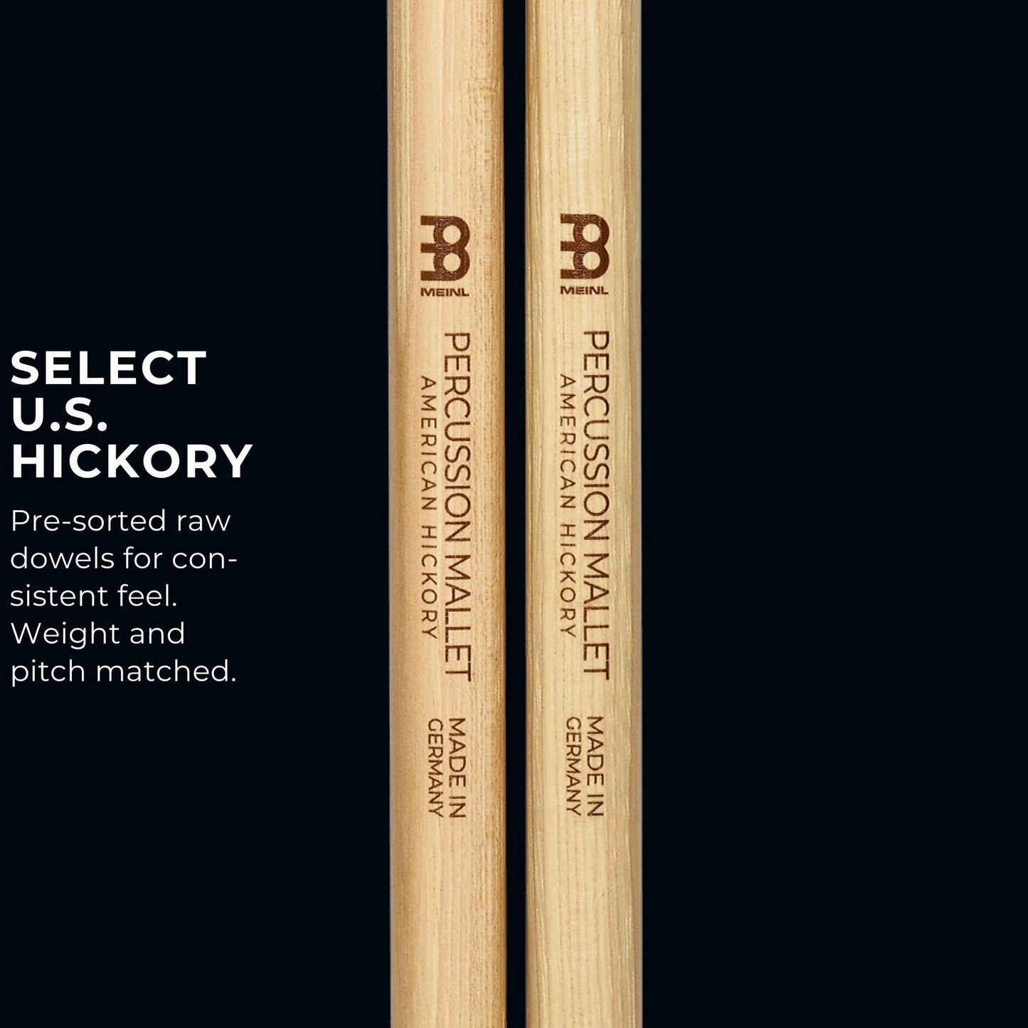 Meinl Stick & Brush Percussion Mallet with American Hickory Drumstick-Style Handle, Round Felt Tip-Made in Germany (SB116)