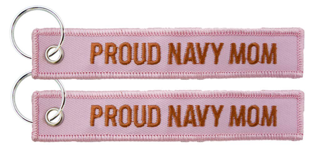 U.S. Navy / Proud Navy Mom - USN Pink Embroidered Key Chain Fob