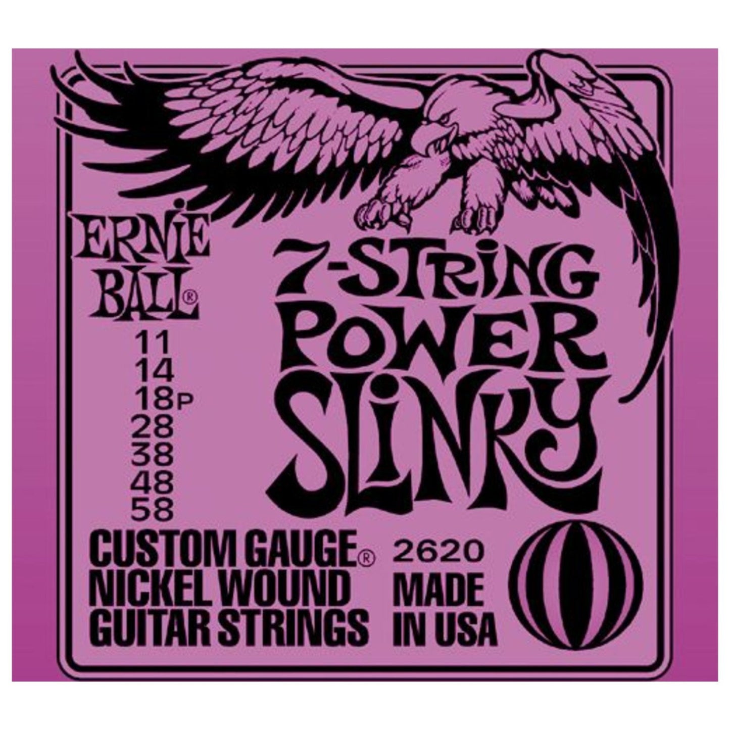 6 Sets of Ernie Ball 2620 Nickel 7-String Power Slinky Electric Guitar Strings