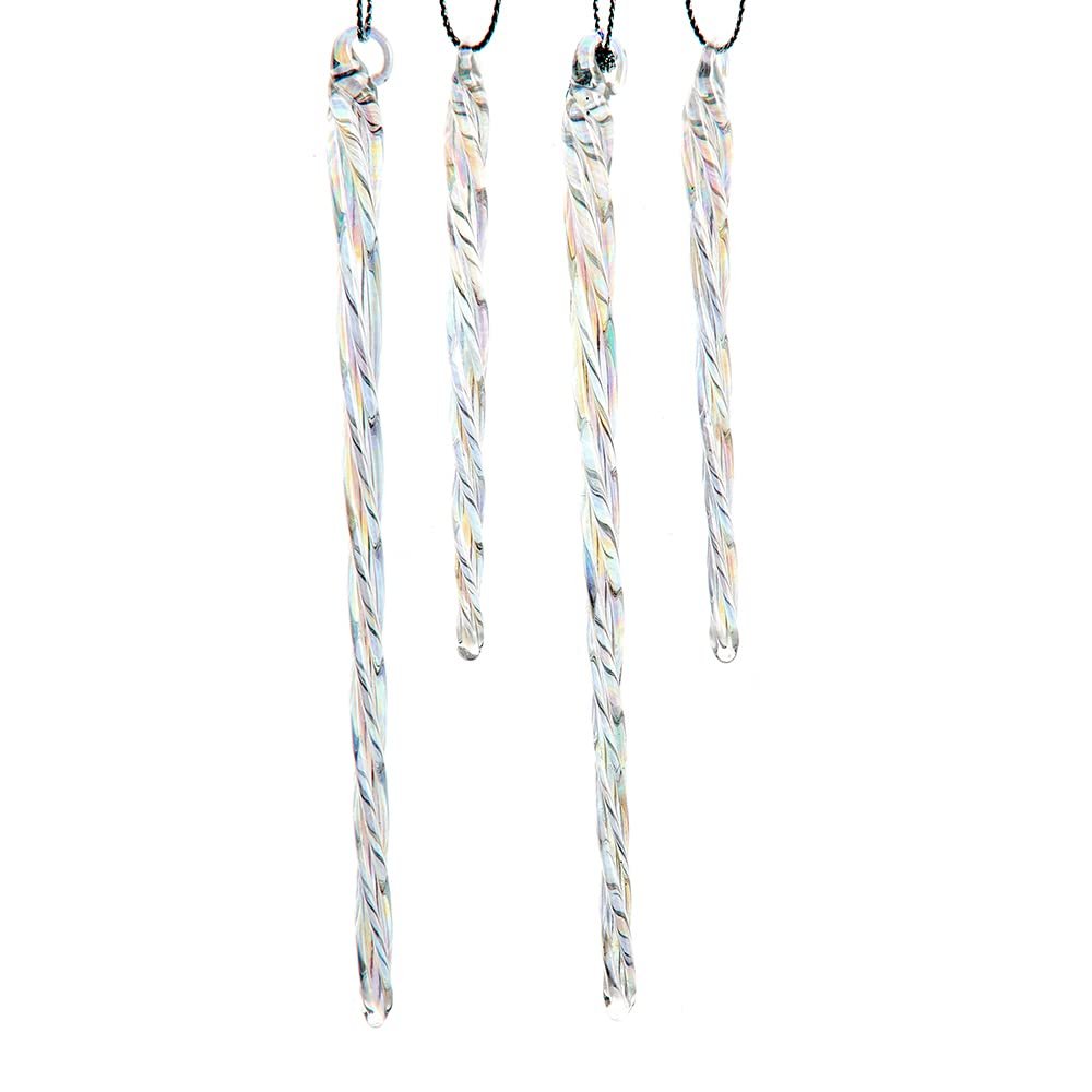 Kurt Adler 3.5-5.5-Inch 24-Piece Glass Iridescent Icicle Ornament Boxed Set