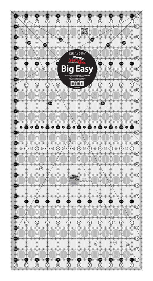 Creative Grids Quilt Ruler 12-1/2in x 24-1/2in Rectangle – CGR1224 – Made in USA, Non-Slip Grip Acrylic Quilting, Sewing, Crafting, Patchwork Ruler for Measuring & Cutting Fabric