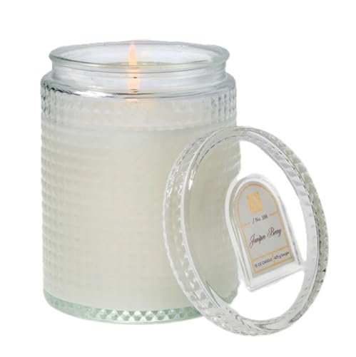 Juniper Berry Aromatique Textured Glass 15 oz Scented Jar Candle w/Lid