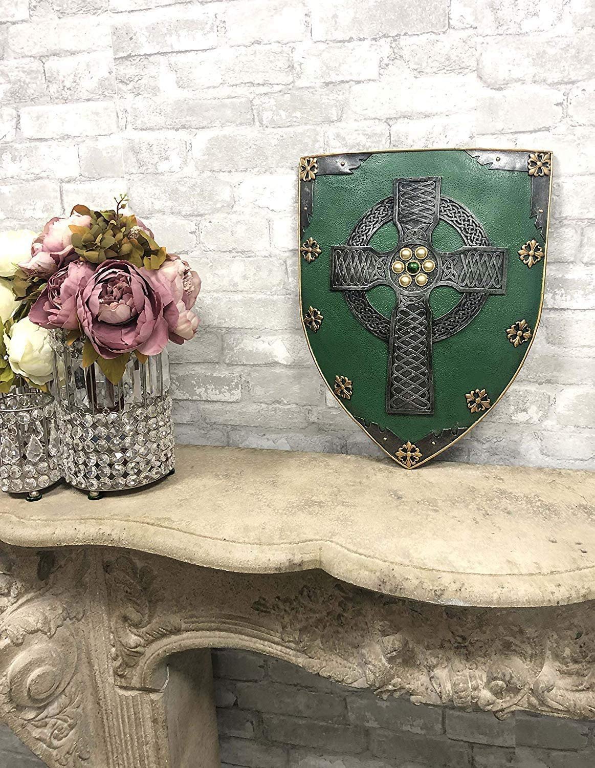Pacific Giftware Celtic Cross Warriors Faith Shield Wall Sculpture Decor