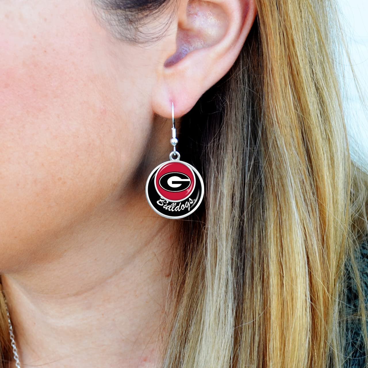 Georgia Bulldogs Stacked Disk Earrings Jewelry Gift Licensed UGA