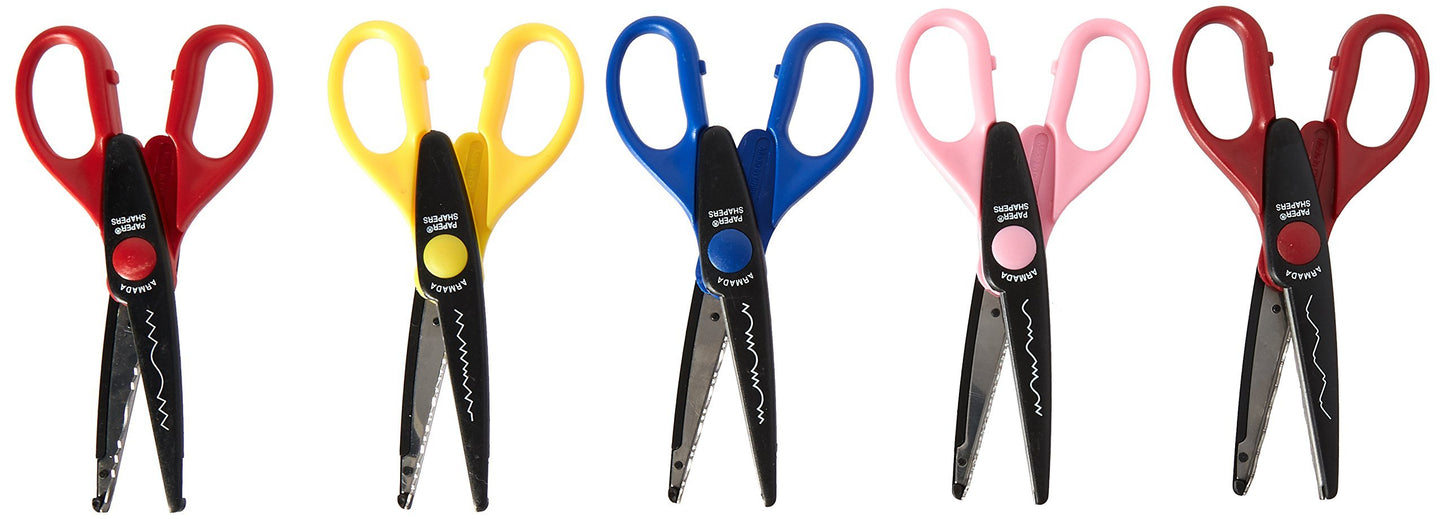 Armada Art Decorative Scissors - Paper Shaper - 5-Pack Assorted Designs - Scrapbooking and Crafts