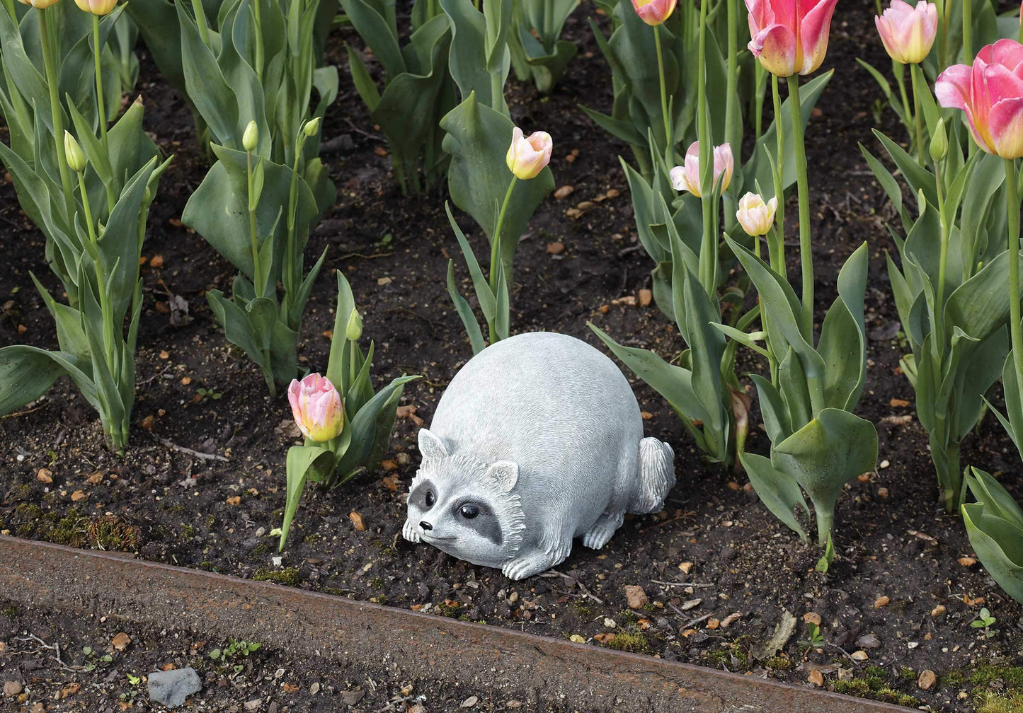 Roman 16278 Raccoon Pudgy Pals Grey 10 x 5.5 Inch Resin Stone Indoor Outdoor Garden Figurine