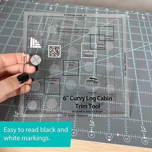 Creative Grids Curvy Log Cabin Trim Tool 6in Finished Blocks Quilt Ruler - CGRJAW6
