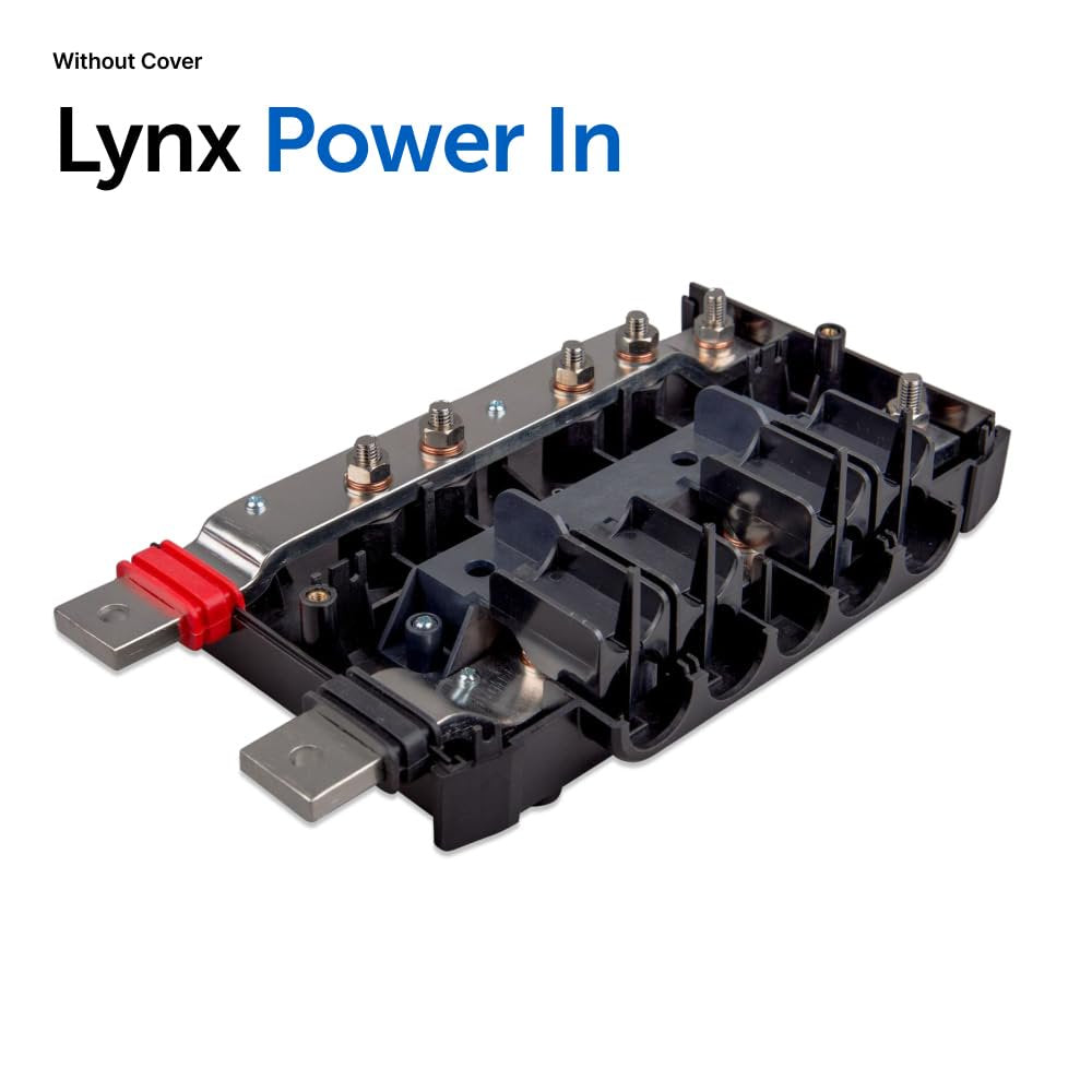 Victron Energy Lynx Power in Battery Connector - Modular M10 DC Bus Bar with 4 Connections for Batteries, Loads, or Chargers