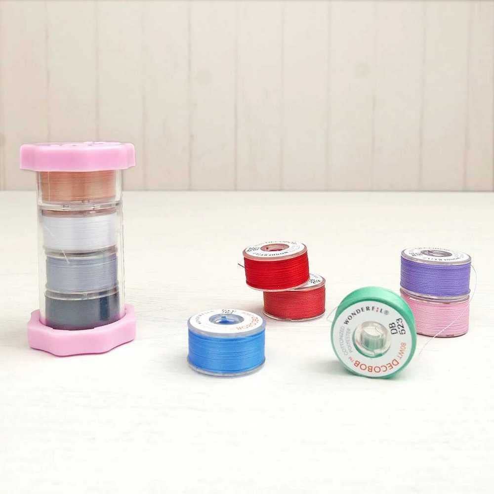 WonderFil Bobbinator Sue Daley Designs Specialty Threads, 10 x pre-Wound Bobbins. Decobob, 2-Ply 80wt Cottonized Soft Polyester Silk-Like Thread Fine Sewing English Paper Piecing EPP Applique Sewing