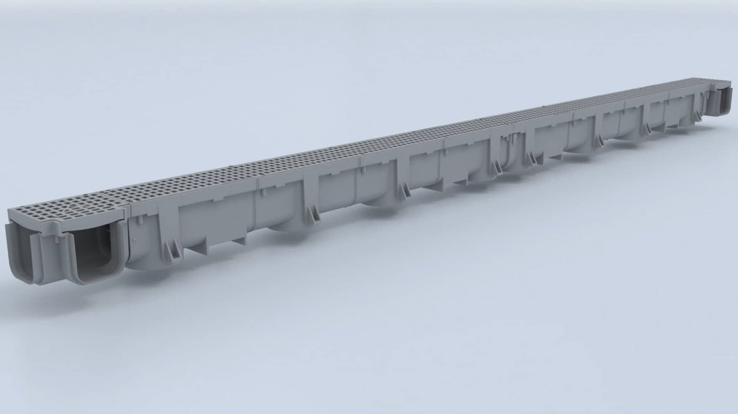 Polylok Heavy Duty Trench Drain Open End Outlet - Gray