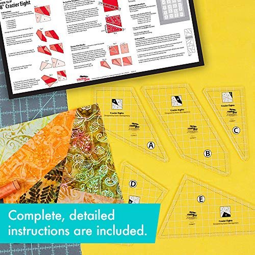 Creative Grids Crazier Eights Template and Quilt Ruler – CGRMT7 – Made in USA, 6in x 9in, Non-Slip Grip Acrylic Quilting, Sewing, Crafting, Patchwork Ruler & Template