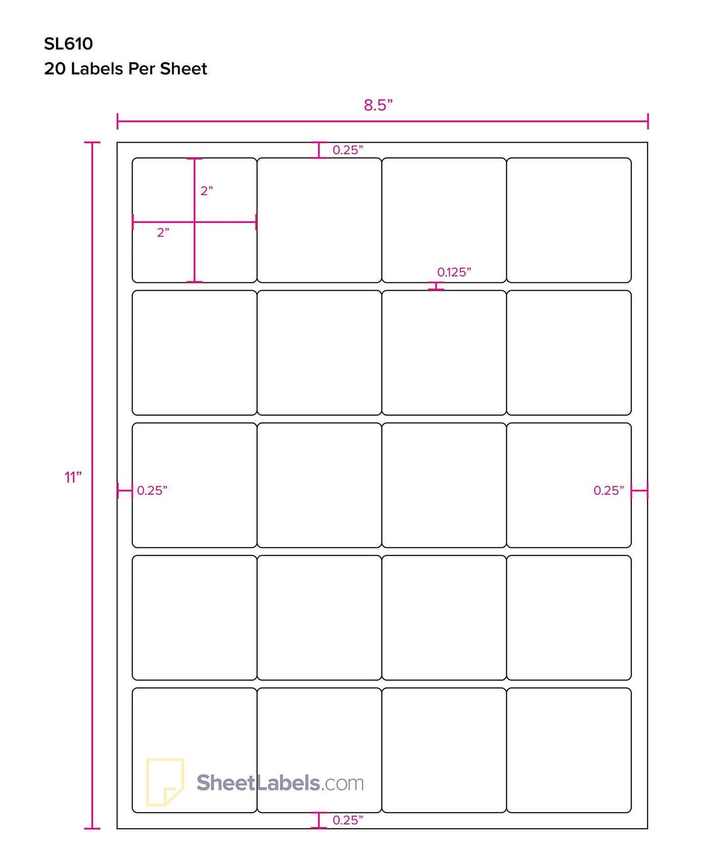 2" x 2" Labels from SheetLabels.com, Laser or Inkjet Printable, Easy to Peel