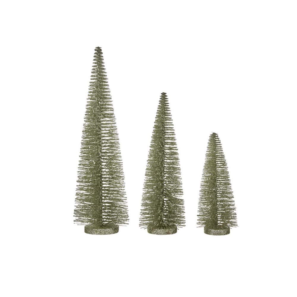 Raz Imports Oh Holy Night 17.75-inch Champagne Green Bottle Brush Tree, Set of 3