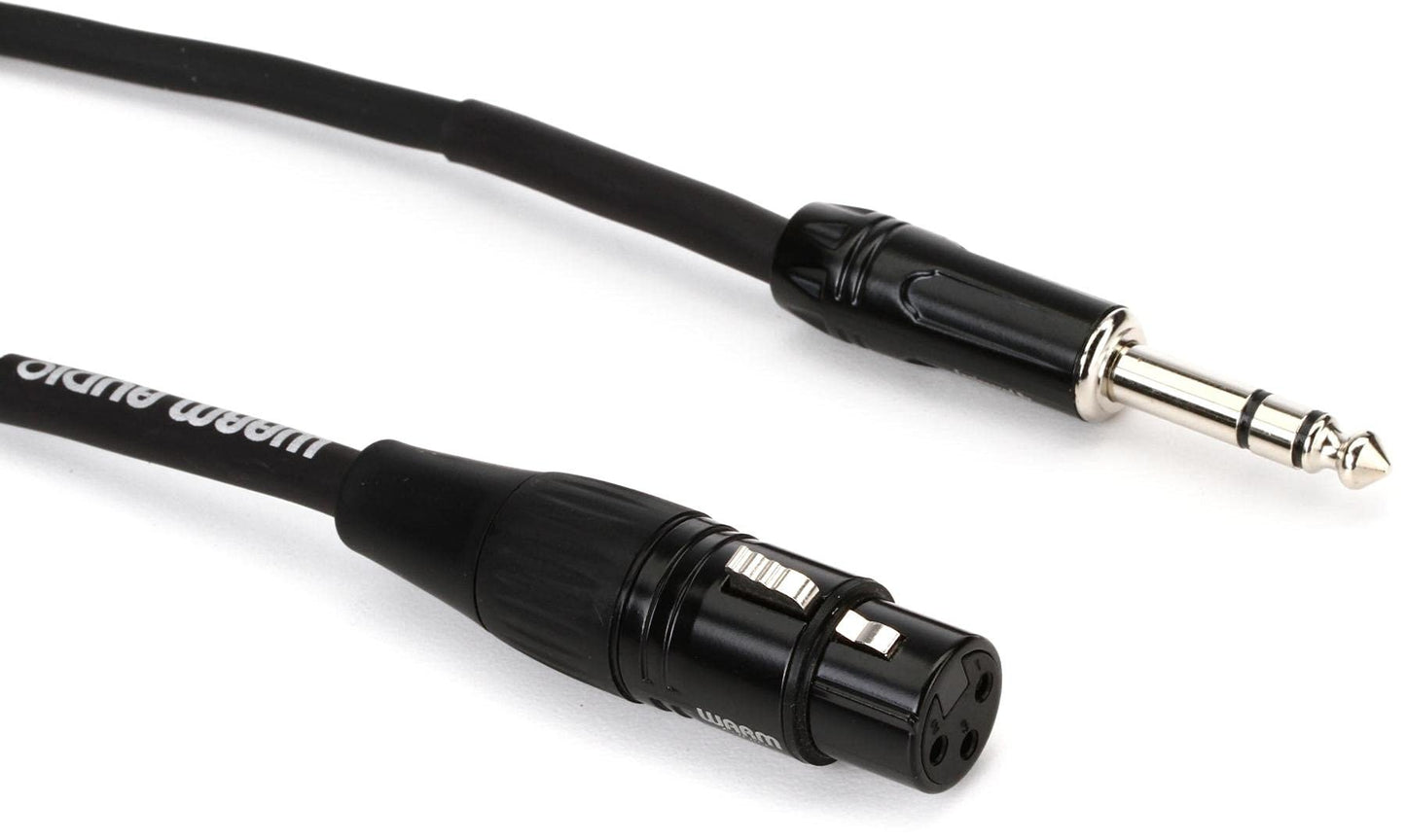 Warm Audio Pro Series XLR Female to TRS Male Cable - 3-foot,Black/Silver,Pro-XLRf-TRSm-3'