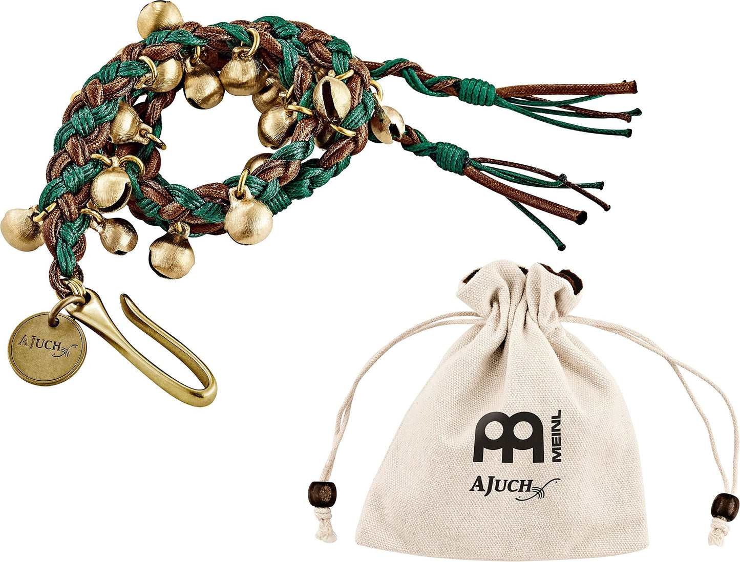 Meinl Percussion Ajuch Brass Bells, Small Size for High Pitch — Hand Tied Rope — Place on Any Hihat or Cymbal Stand for Light Jingle Sounds, Includes Canvas Bag, 2-Year Warranty, MABS