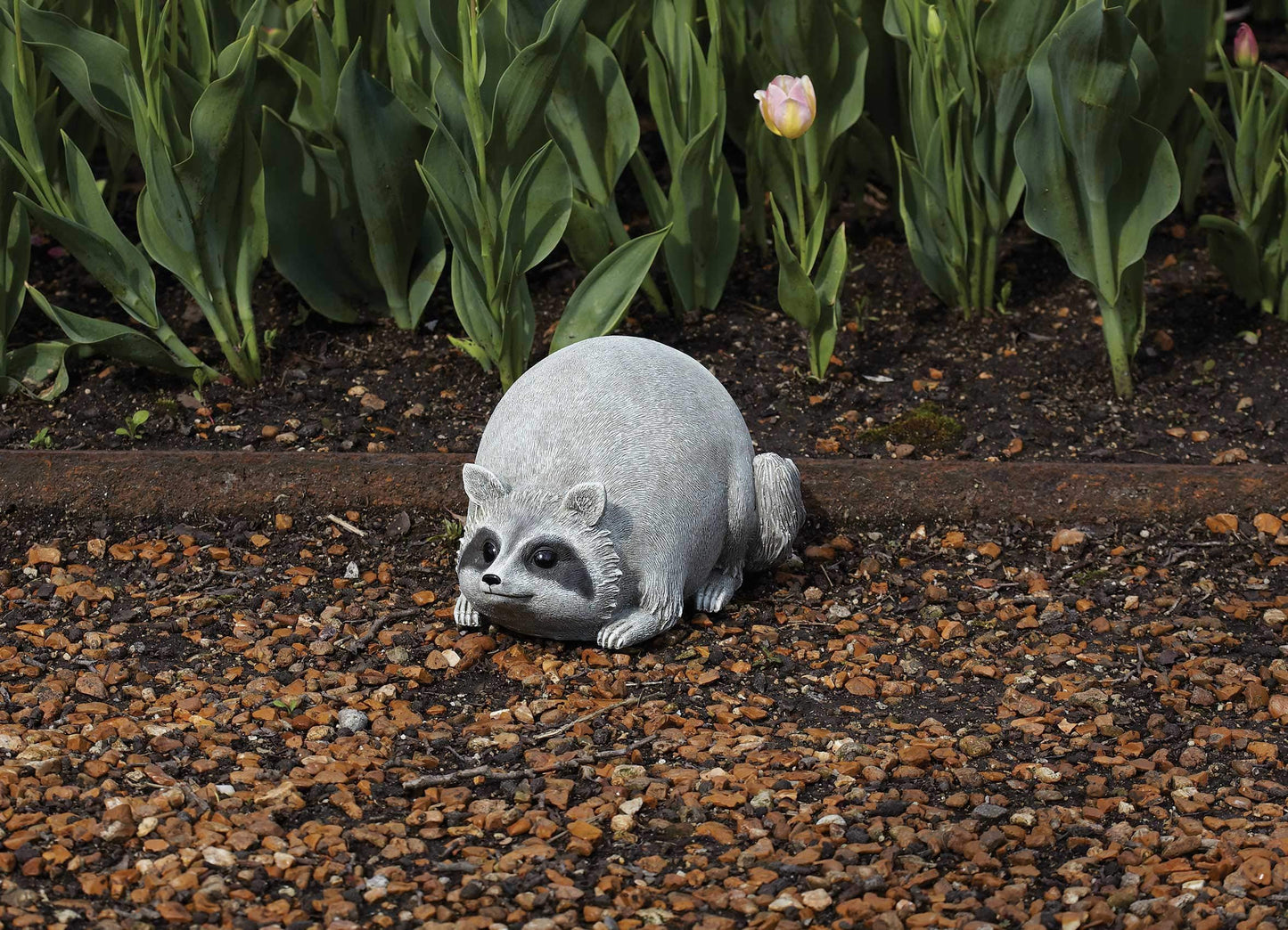 Roman 16278 Raccoon Pudgy Pals Grey 10 x 5.5 Inch Resin Stone Indoor Outdoor Garden Figurine