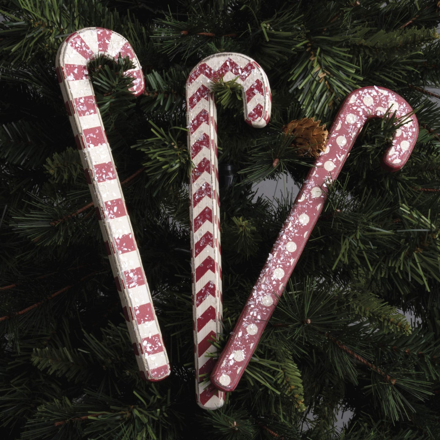 Primitives by Kathy Christmas Red and White Candy Canes, Set of 3, 3 Piece