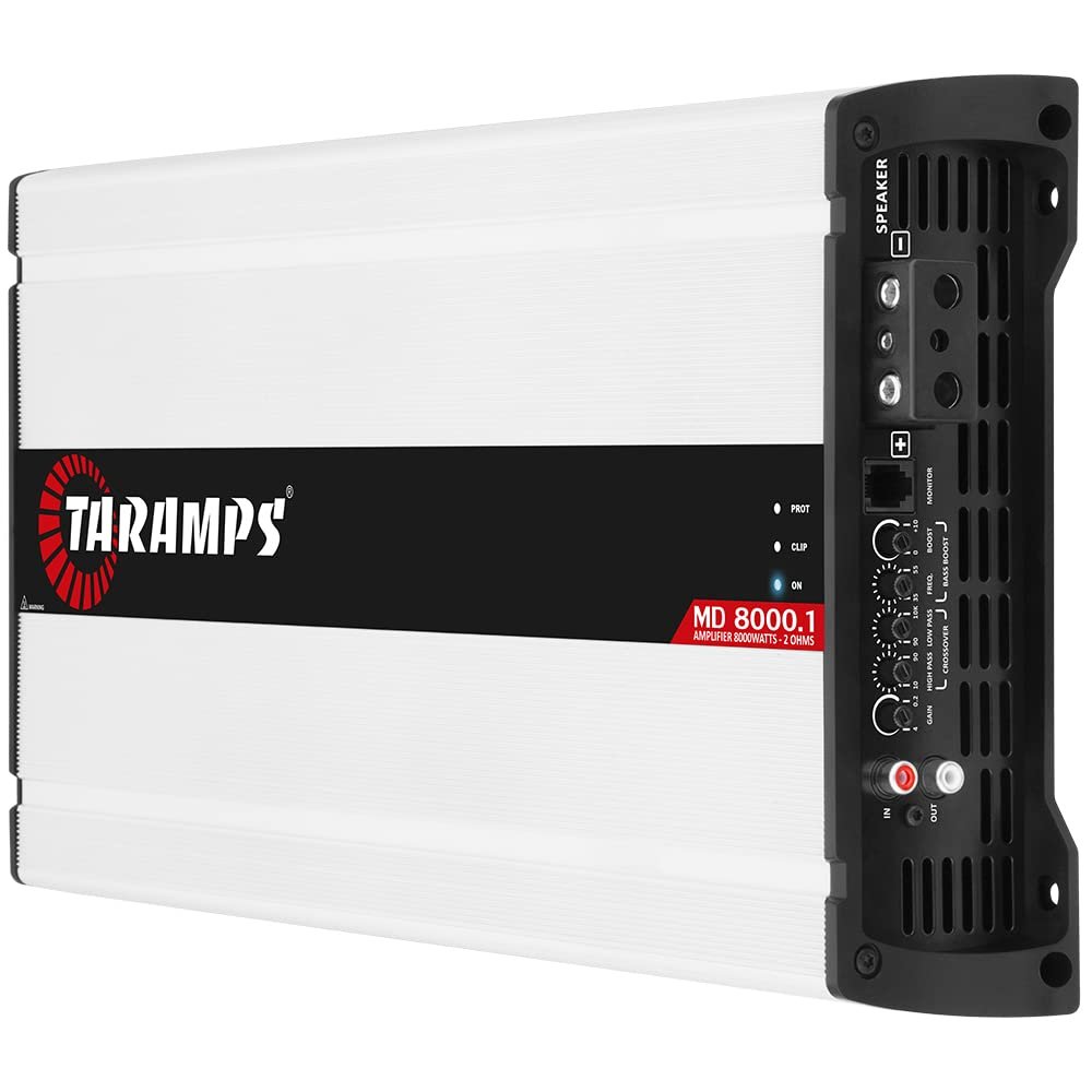 Taramps MD 8000.1 Amplifier 2 Ohms 8000 Watts RMS 1 Channel Full Range, Car Audio Monoblock, LED Monitor Indicator Class D, Great for Subwoofer, MD 8k