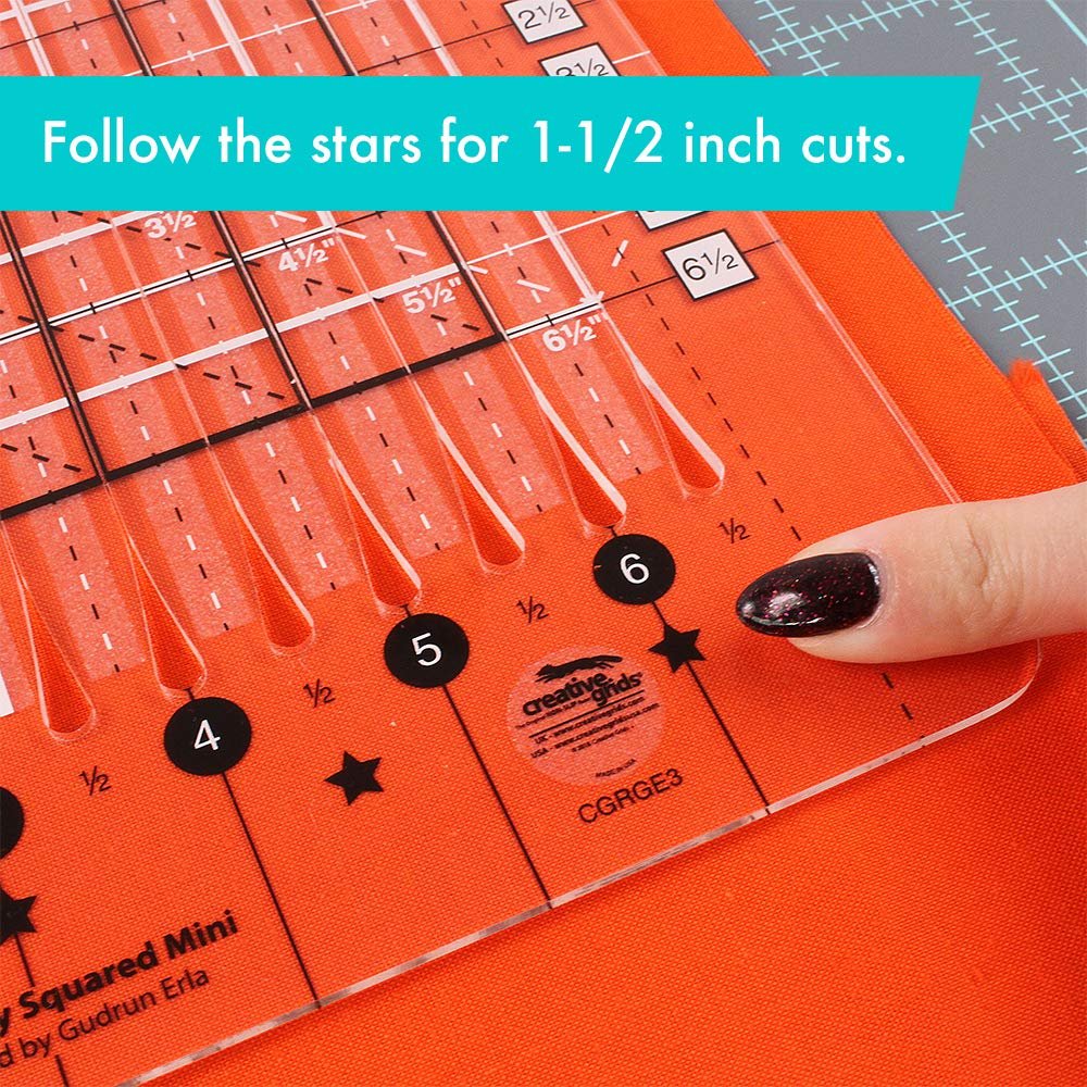 Creative Grids Stripology Mini Slotted Quilting Ruler – CGRGE3 – Made in USA, 8-1/2in x 12-1/2in, Non-Slip Grip Acrylic Fabric Strip Cutting, Sewing, Crafting, Patchwork Ruler & Template