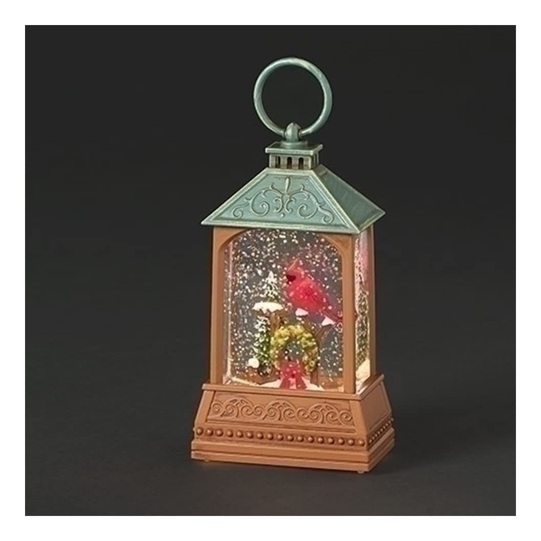 Roman Lighted Joy Mini Lantern with Cardinal Swirl Dome, 5.5-inch Height, Christmas Decoration