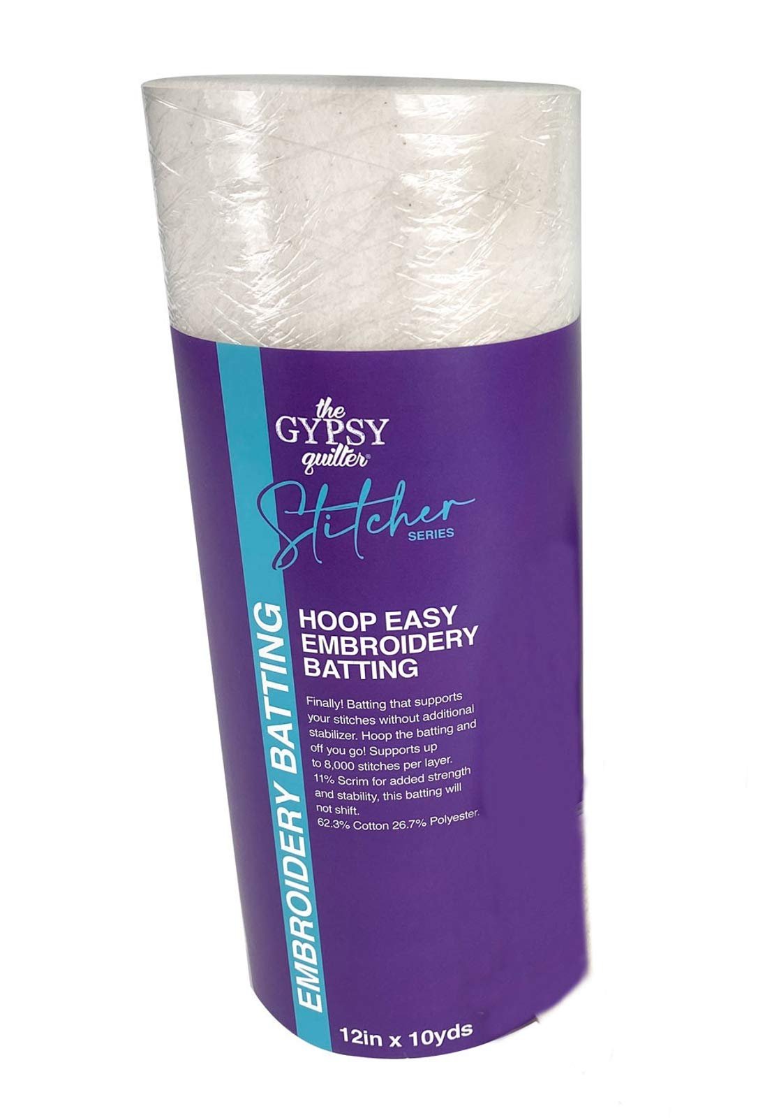 Gypsy Quilter Fusible Woven, Stitcher Series Hoop Easy Embroidery Batting 12in x 10yds