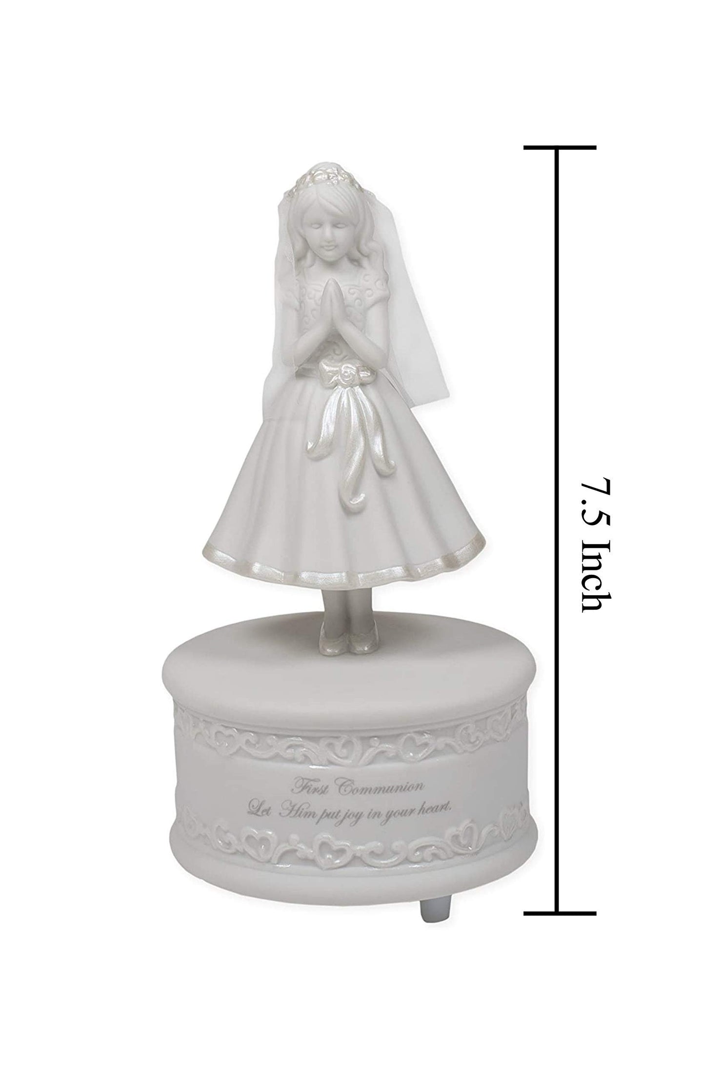 Roman 7.5" First Communion Gift – Musical Porcelain Girl Figurine, Religious Keepsake for First Holy Communion