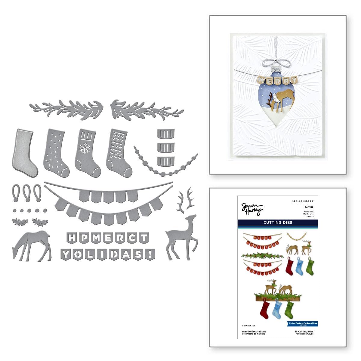 Spellbinders Mantle Decorations Etched Dies from The Timeless Trees Collection by Simon Hurley