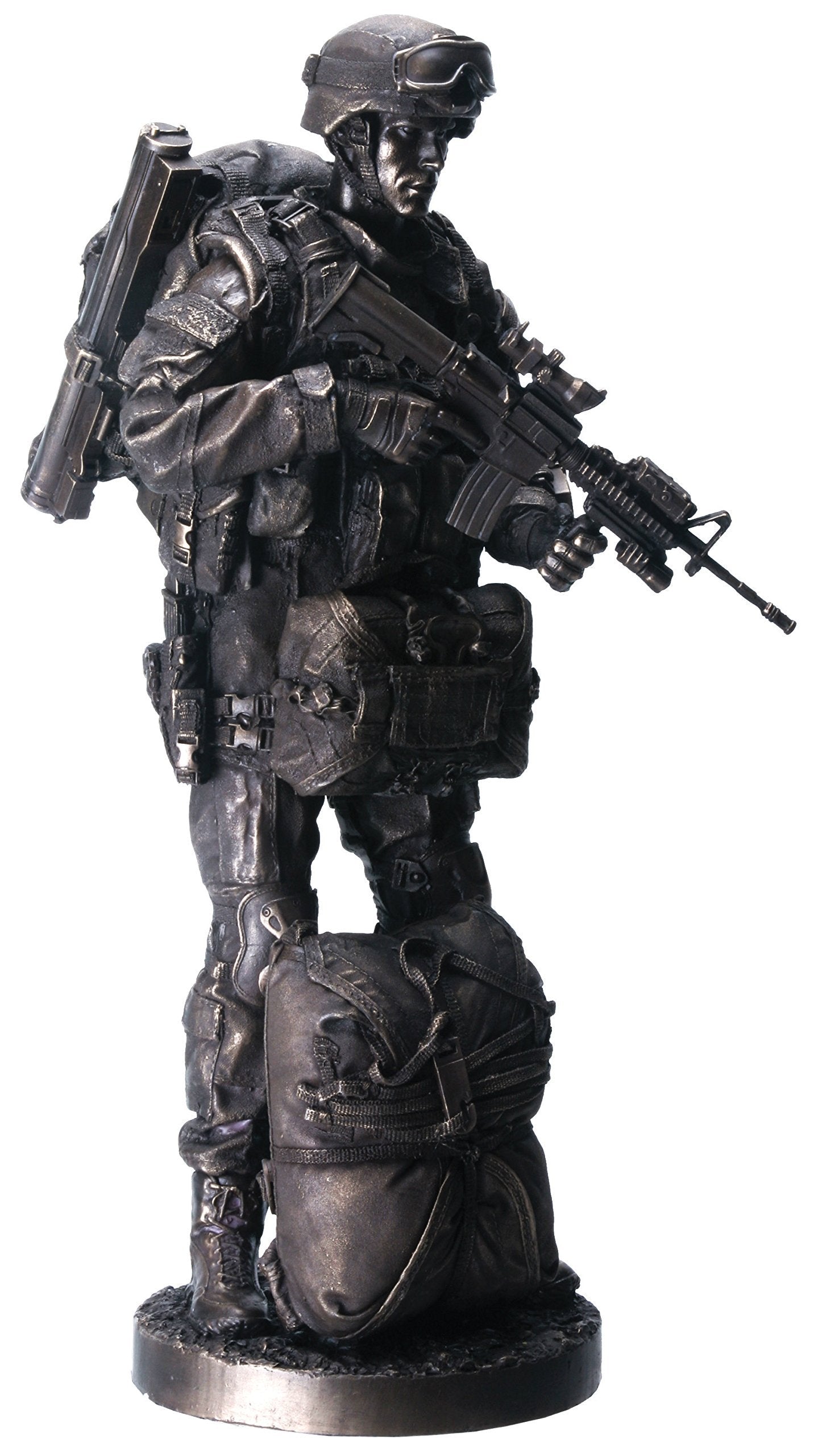 YTC Paratrooper 13" Bronzed Resin Military Statue #8087 Modern Era Paratrooper with m16