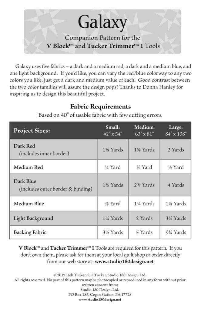 Pattern~Galaxy~3 Sizes by Deb Tucker for Studio 180