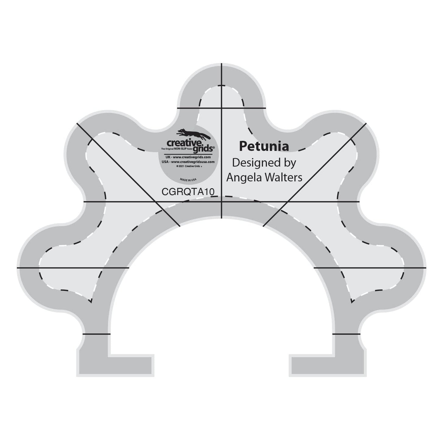 Creative Grids Machine Quilting Tool Petunia – CGRQTA10 – Made in USA Non-Slip Grip Acrylic Quilting & Sewing Template Ruler Free-Motion Quilt Patchwork Design on Domestic Sewing & Longarm Machines