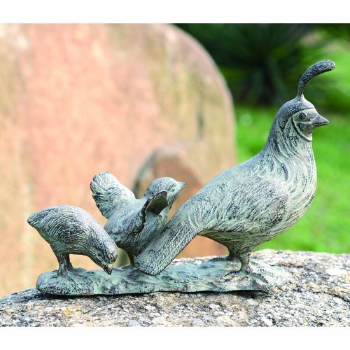 SPI Home Cast Aluminum Quail Family Indoor/Outdoor Statue 10 Inches High