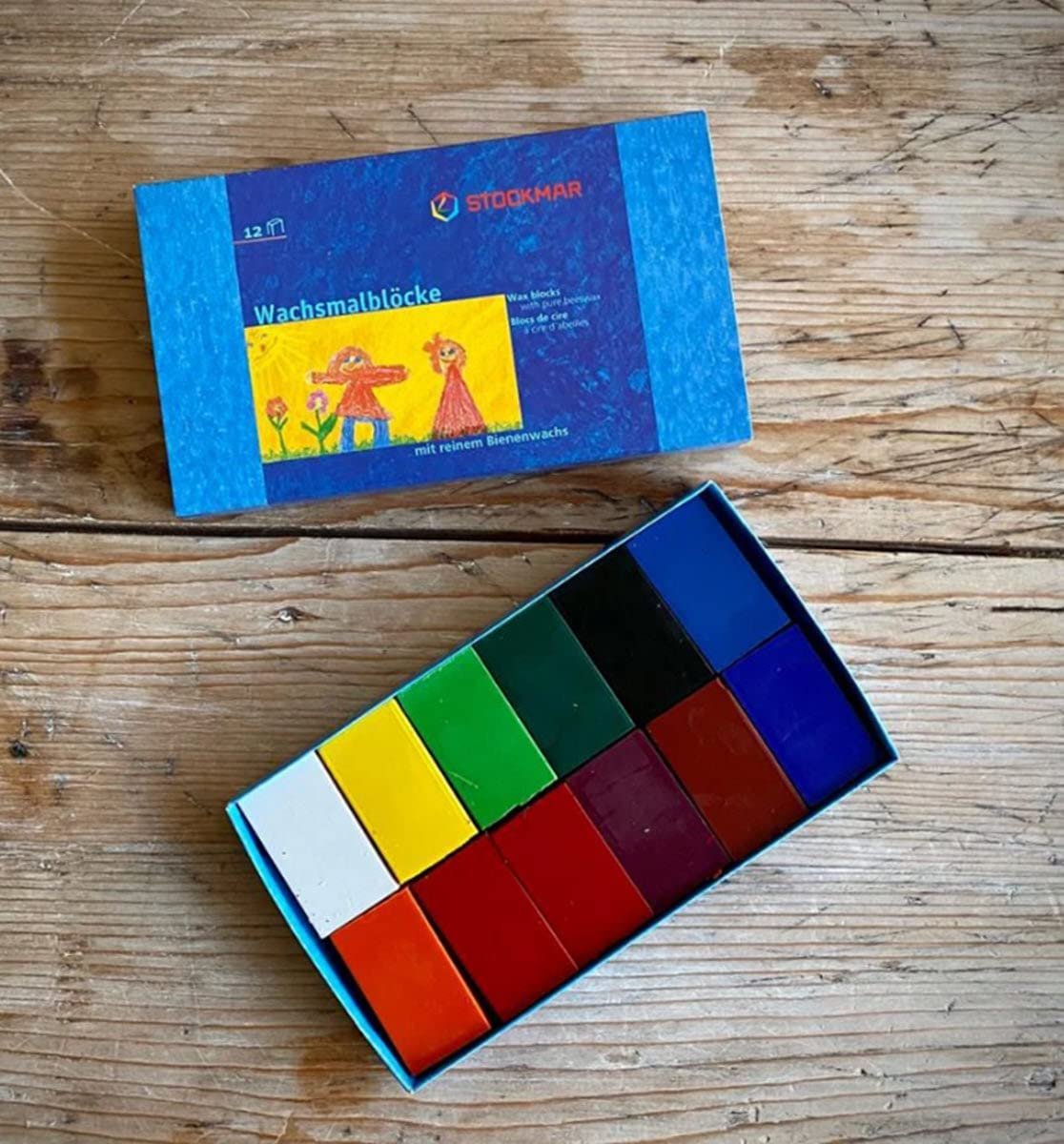 Stockmar Beeswax Crayons, Set of 12 Blocks in Carton