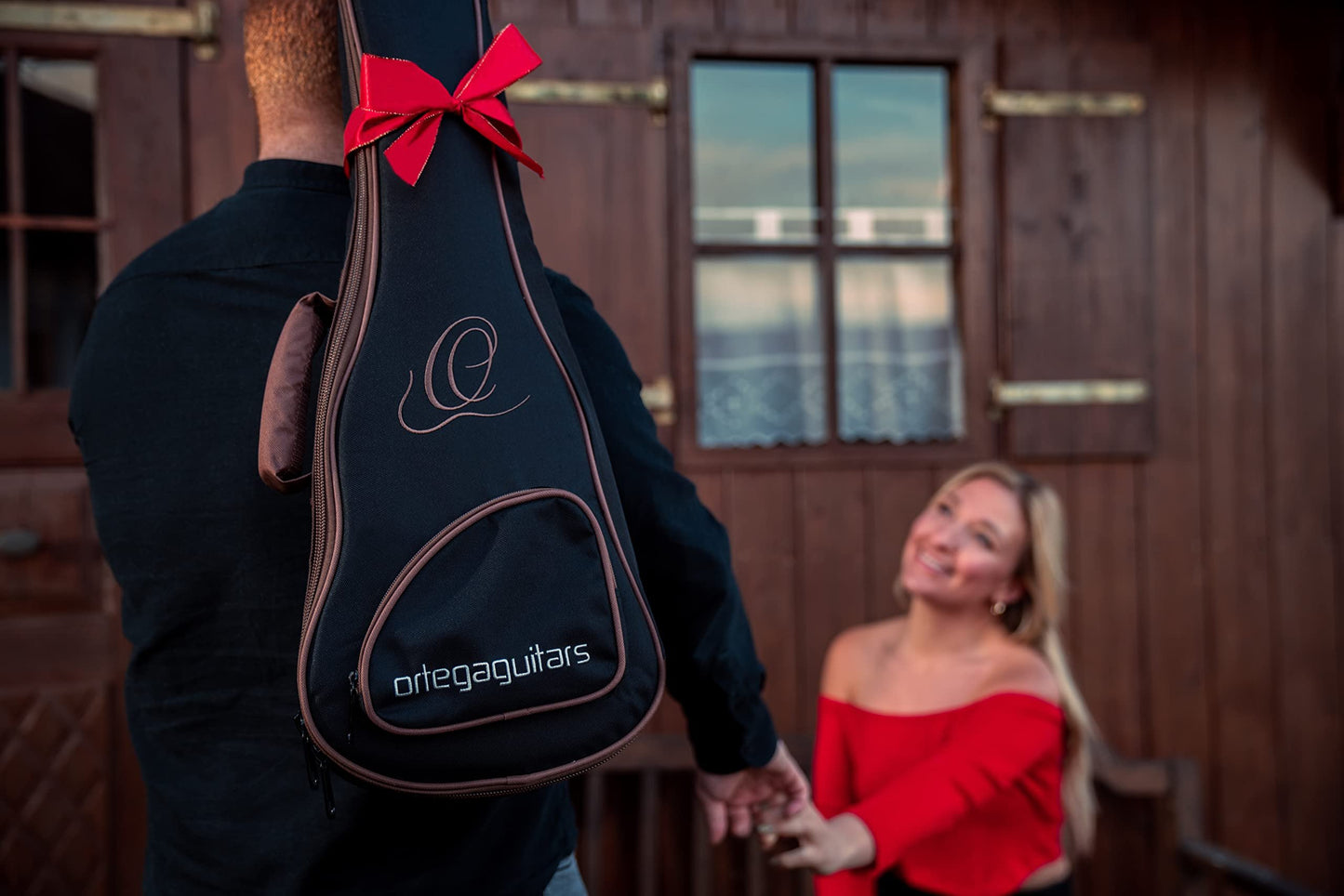 Ortega Guitars, 1-String Custom Built Series F-Hole Arched Top Concert Acoustic-Electric Ukulele w/Bag, Right (RUSL-HSB)