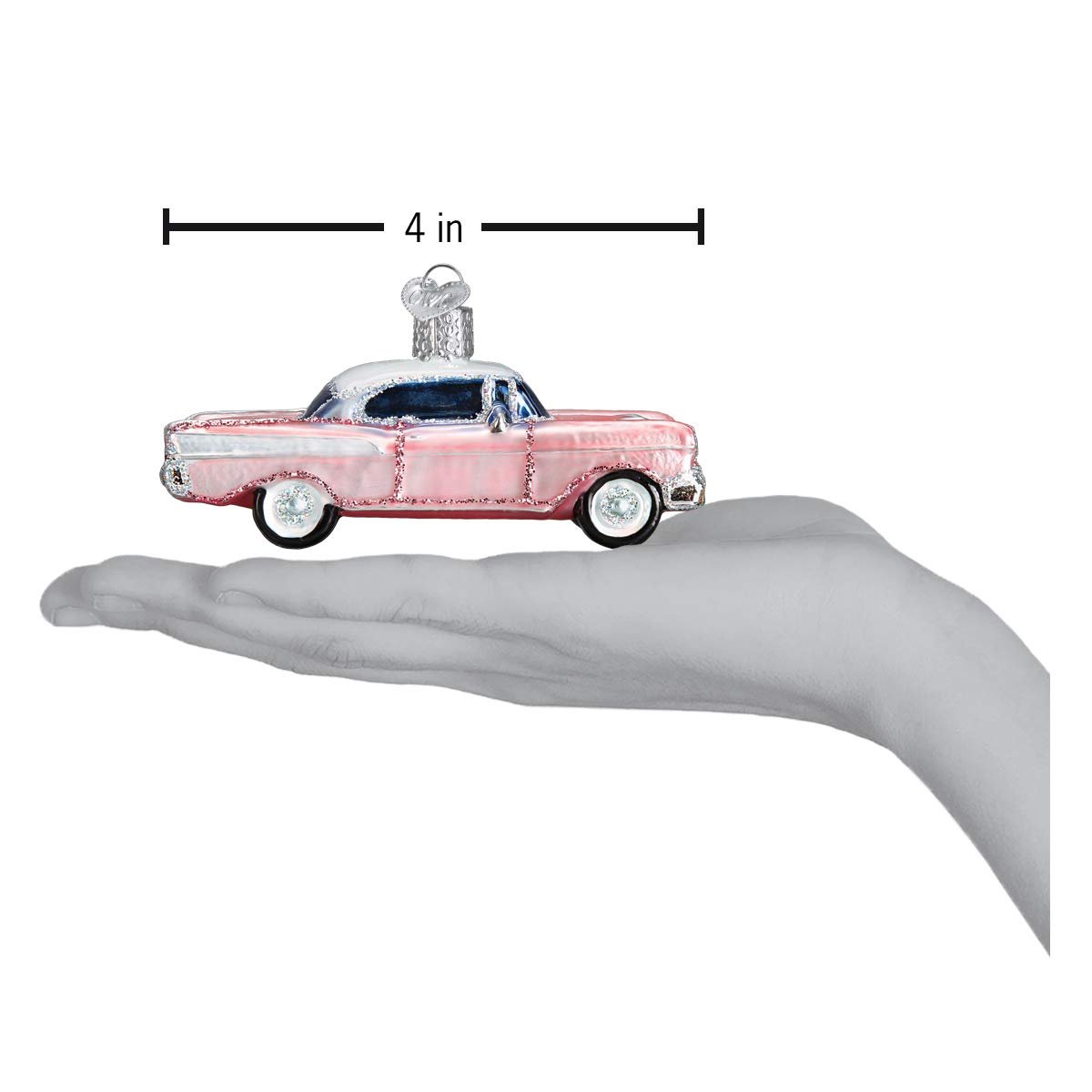 Old World Christmas Glass Blown Ornament Classic Car (46023) , Pink