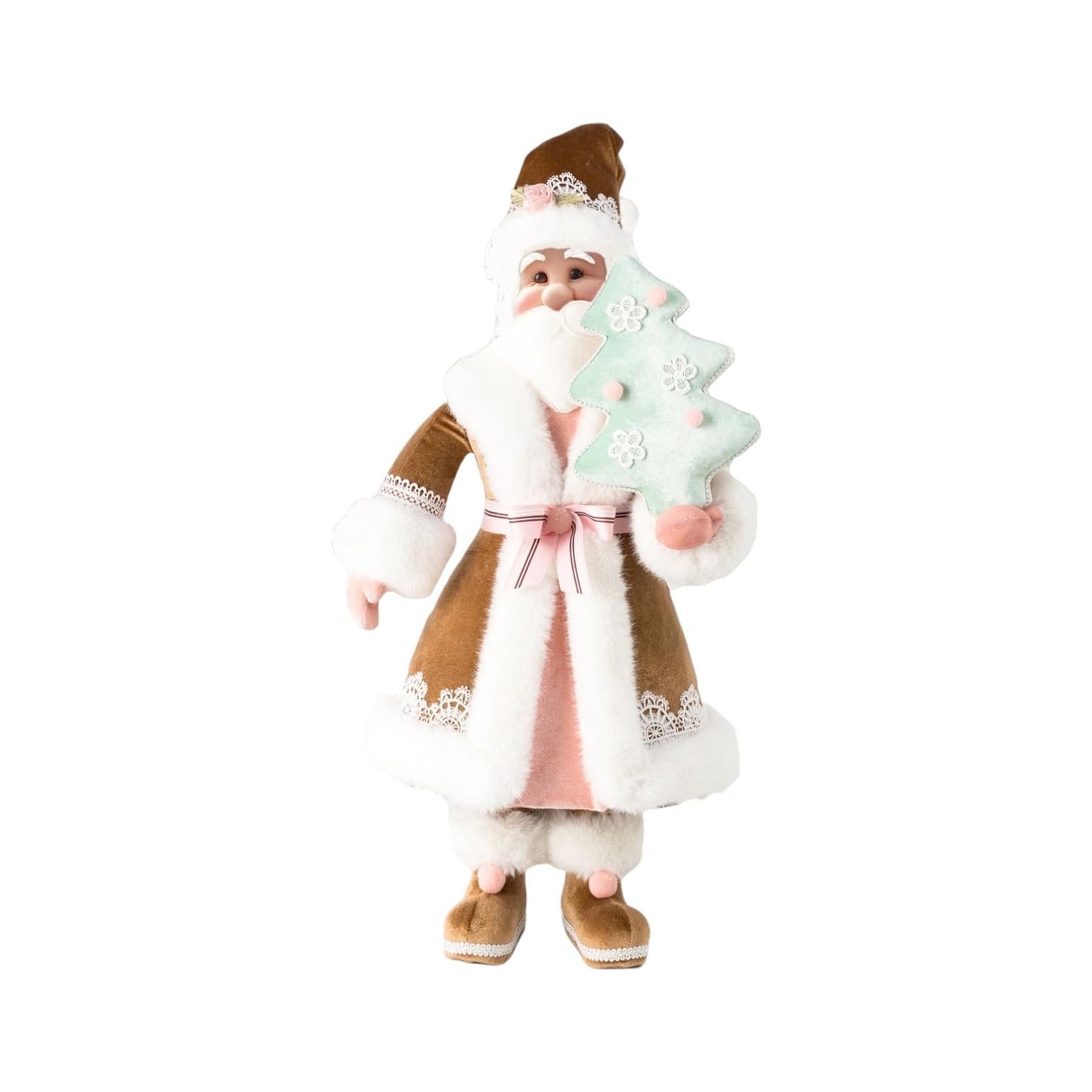 December Diamonds 25-Inch Santa Figurine in Brown Coat – Handcrafted Holiday Christmas Decoration – New 2025 Festive Collectible Décor