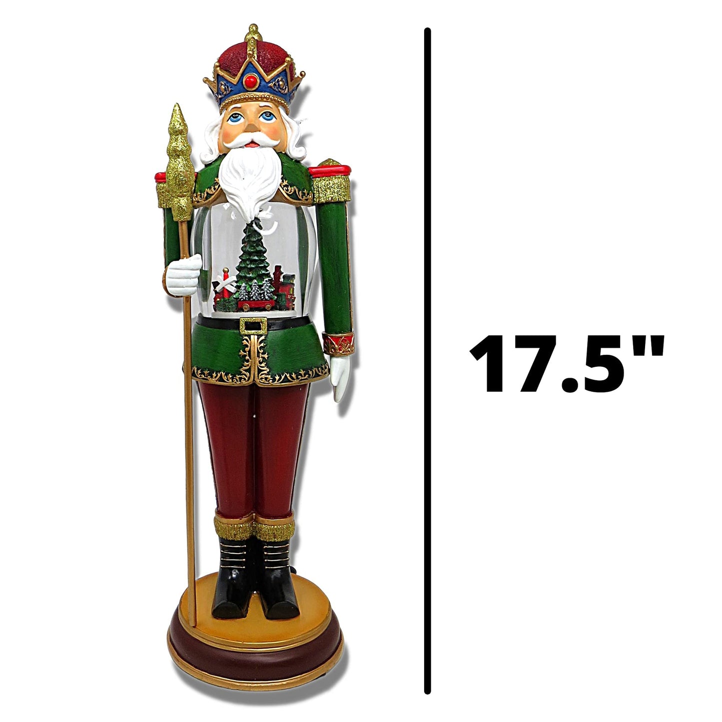 Christmas by Roman Inc., Amusements Collection, 18" H Musical LED Nutcracker W/,Lantern, Snow Globe, Holiday Home Décor, Santa, Cardinal, Nutcracker, Snowman, Reindeer (5.5x6x18.25)