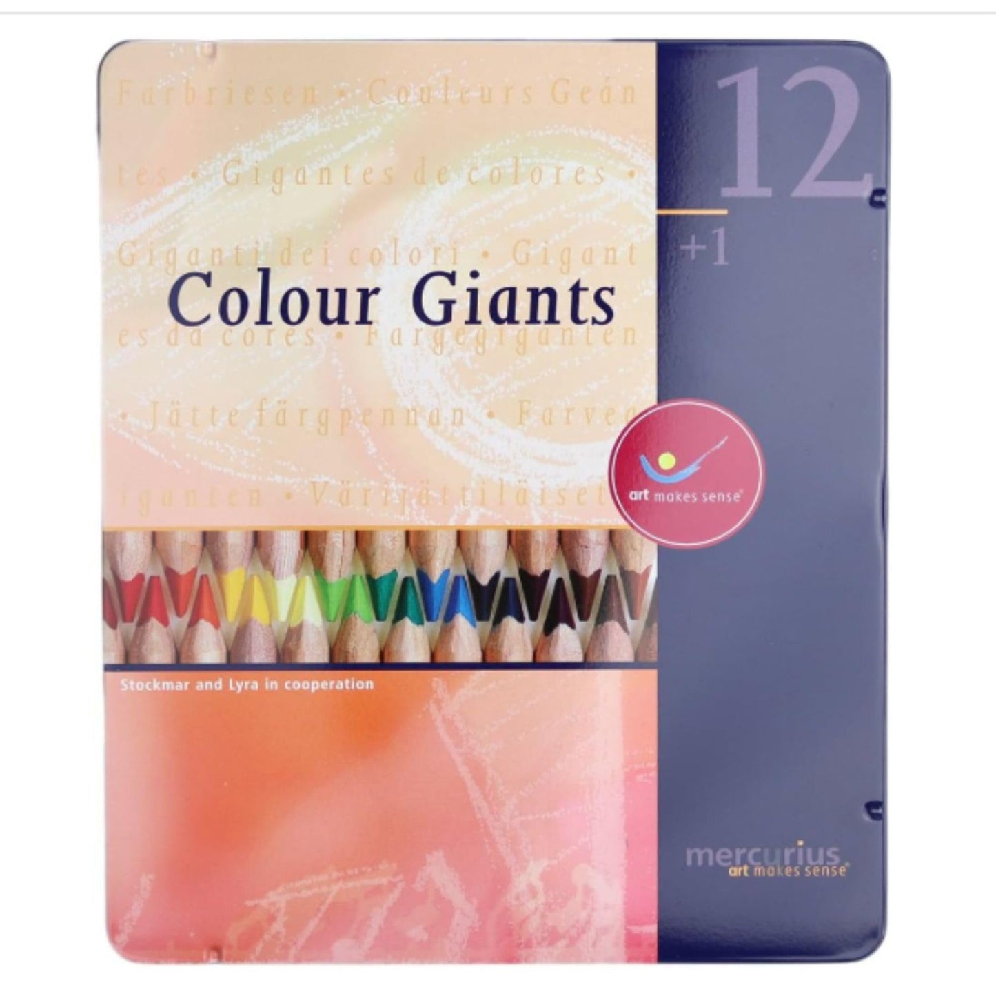 Mercurius AMS Color Giant Pencils, Set of 12 in Tin Case