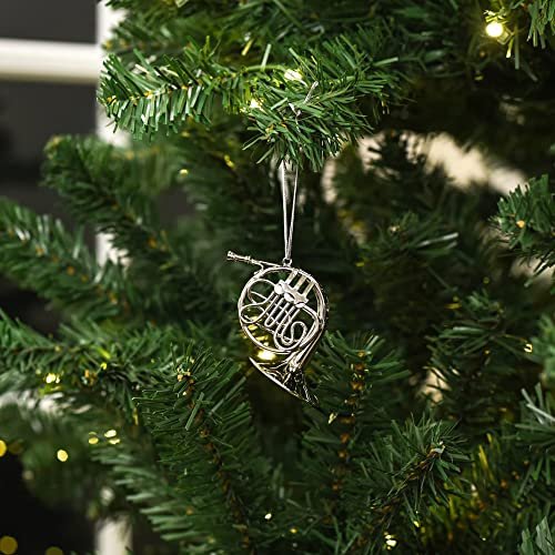 Broadway Gifts Co Silver Tone French Horn Instrument 4 inch Brass Hanging Ornament