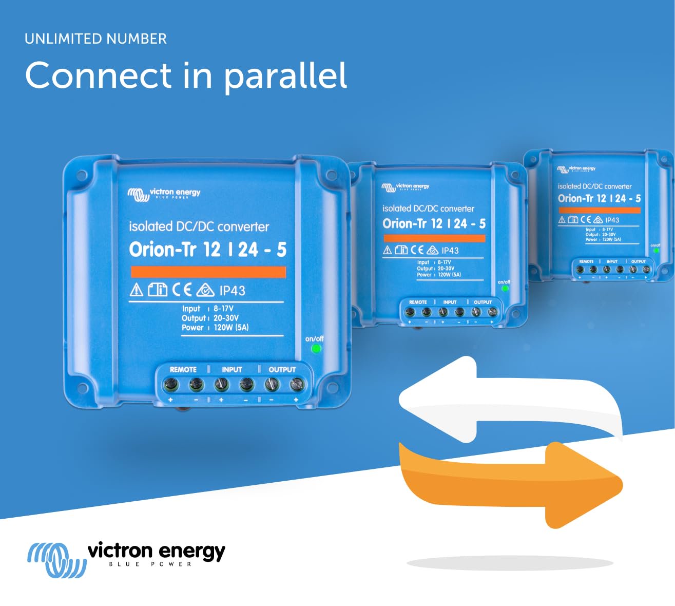 Victron Energy Orion-Tr DC to DC Converter - IP43 Protected - for Dual Battery Systems - Isolated