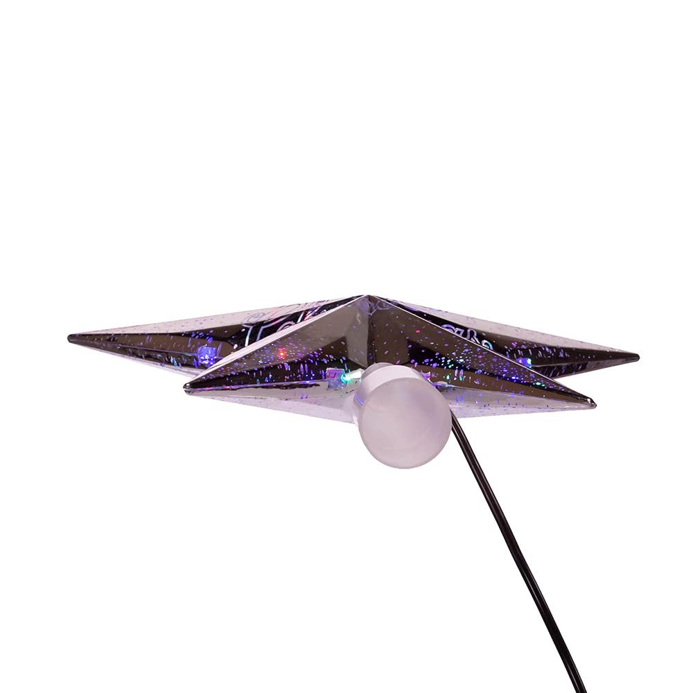 Kurt S. Adler Kurt Adler 18-Light 8-Inch RGB Flicker Merry Christmas Silver Star Treetop Tree Topper, Multi, AD2401