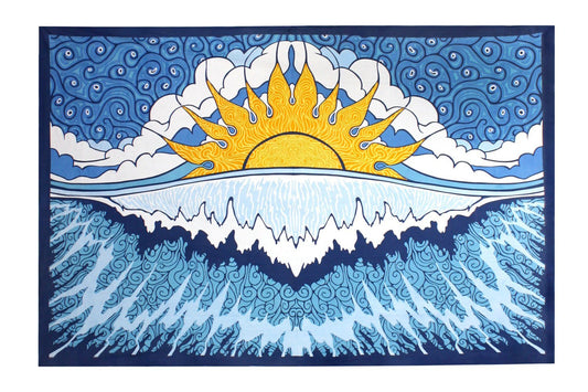 Sunshine Joy Sun Wave Surf Tapestry Tablecloth Beach Sheet Wall Art 60x 90 Inches